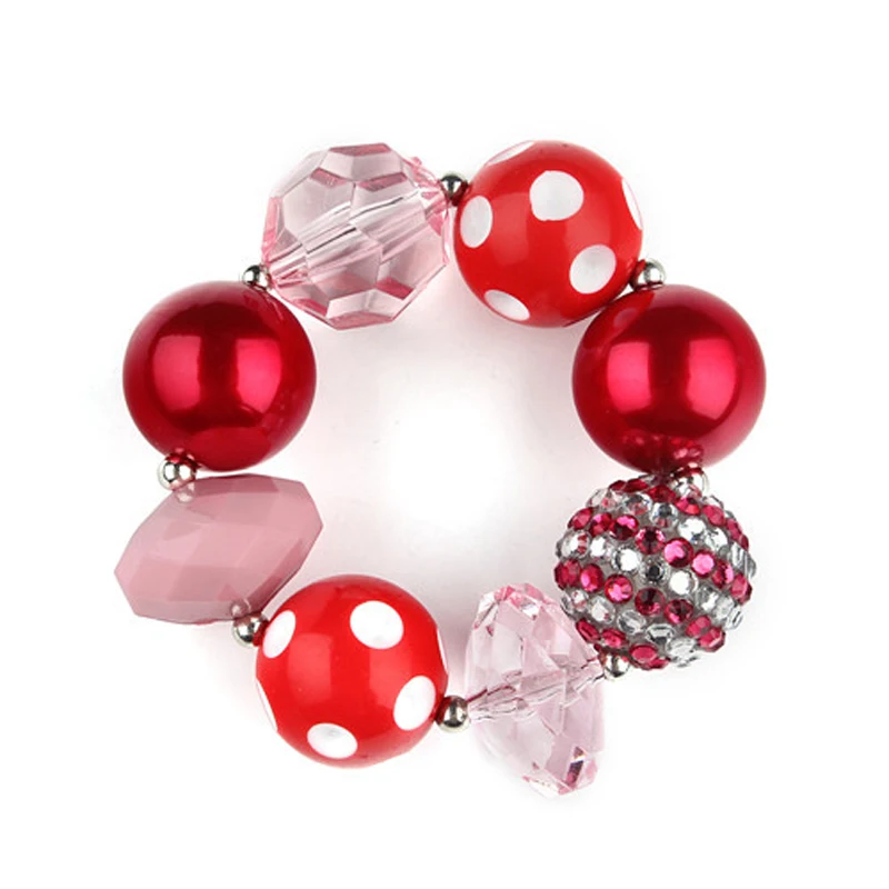 

Child Girls Lovely Elastic Bracelet Bangle Baby Valentine's Day Birthday Dress Up Gifts Girl DIY Chunky Bead Bubblegum Bracelets