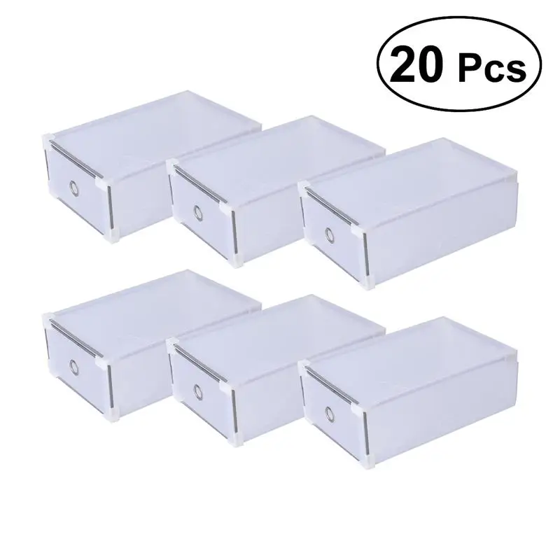 OUNONA 20 قطعة صندوق تخزين للحذاء واضح تكويم صناديق الأحذية درج تخزين منظم طوي حذاء حالة رشاقته حذاء الحاويات