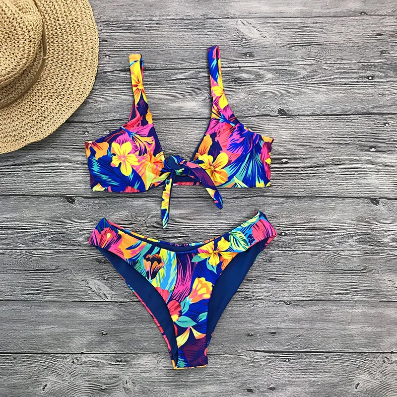 Beach Print Brazilian Bikini Set