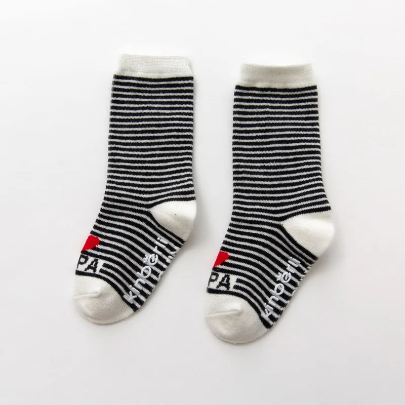 Носки для младенцев, носки для новорожденных, детские носки из чистого хлопка, Осень-зима, Детские носочки для дома с надписью «I LOVE PAPA MAMA» для детей 0-1/1-3 лет - Цвет: Black long