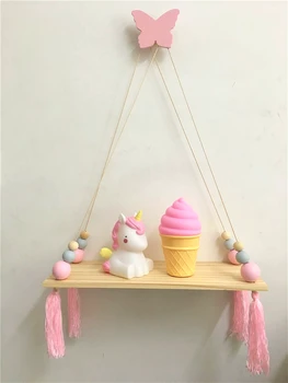 

Ins Style Solid Wood Macarons Tassel Wood Beads Storage Board Hanging Board Children's Room Soft Wall Decoration Creative Home