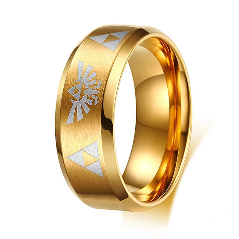 Fashion Men Jewelry 8mm Wide Gold Color Stainless Steel