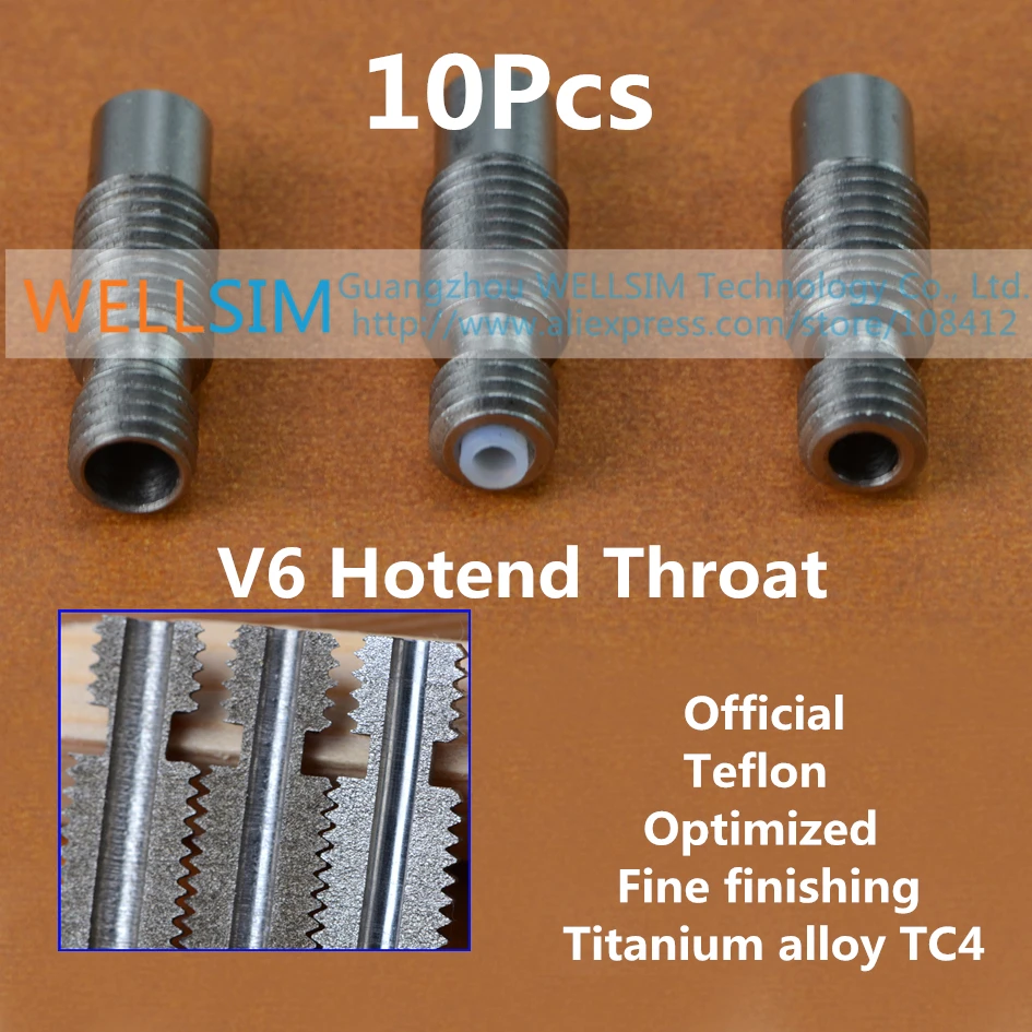 

10Pcs V6 Heat Break Hotend Throat For Official / Teflon / Optimized / Fine finishing / Titanium alloy 1.75 3mm Feeding Tube Pipe