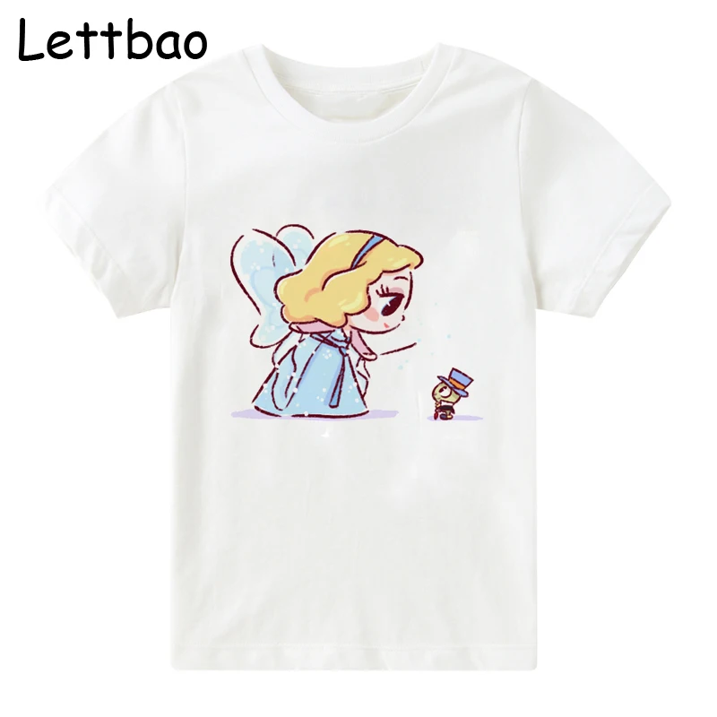 

Blue Fairy and Elfin Cartoon Harajuku Kawaii T-Shirt O-Neck Girls T-Shirt Fun Kids Casual Short Sleeve Summer Children Tshirt
