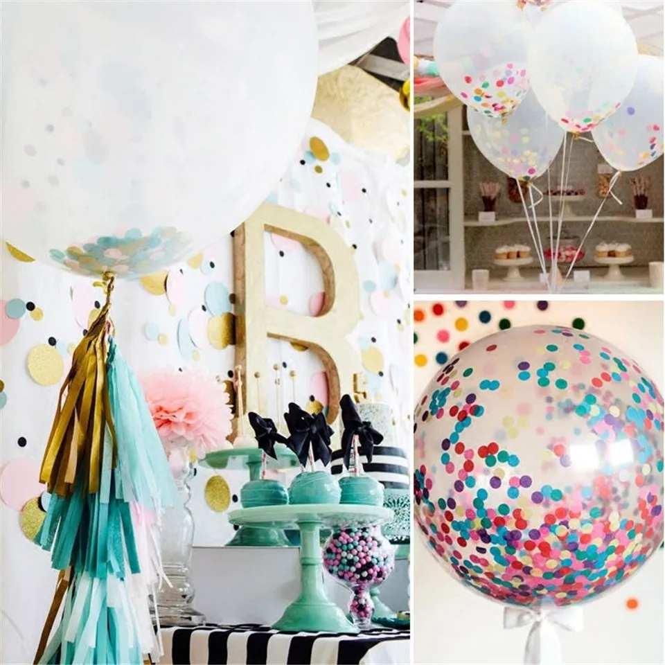 1pc 36 inch Confetti Balloons Giant Clear Balloons Party Wedding Party