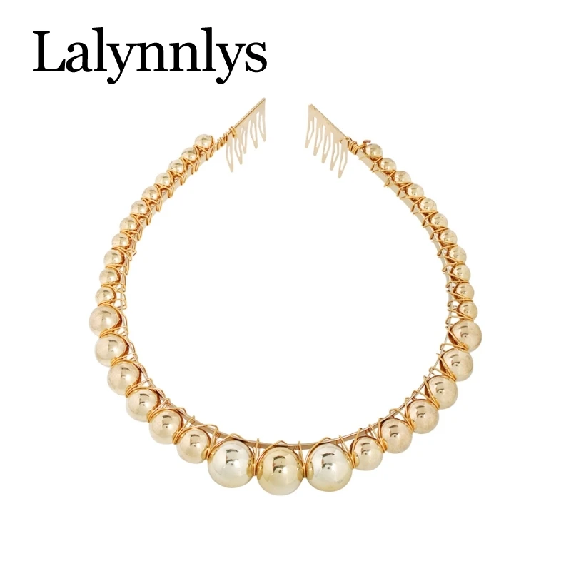 Lalynnlys элегантные модные крупный искусственный жемчуг повязки для волос головные уборы для вечерние, свадебные корейские украшения для волос подарки F03551