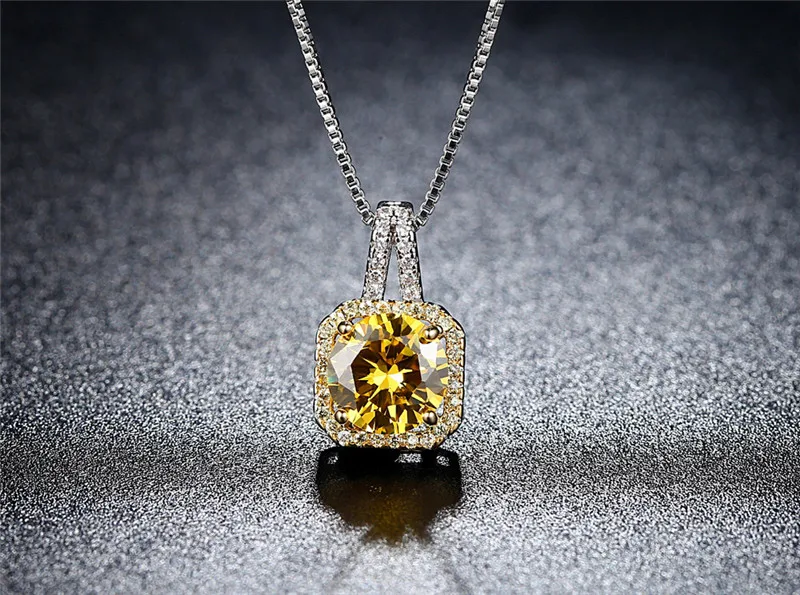 DODO великолепное желтое ожерелье с австрийскими кристаллами для женщин, цепочка в коробке, Классический квадратный камень CZ, модные ювелирные изделия, свадебное ювелирное изделие N166Y