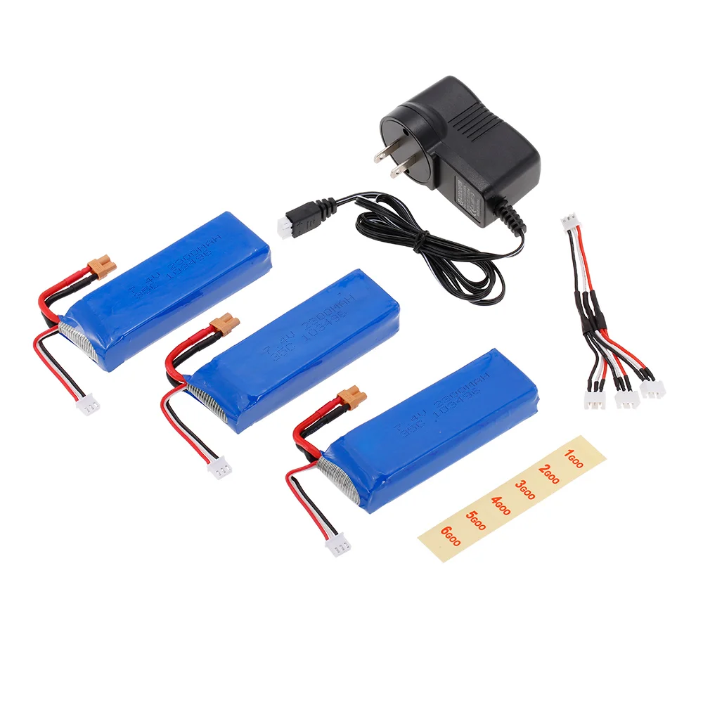 

3pcs 7.4V 2300mAh 35C Li-po Battery XT30 Plug with Charger for MJX Bugs 6 B6 RC Drone Quadcopter