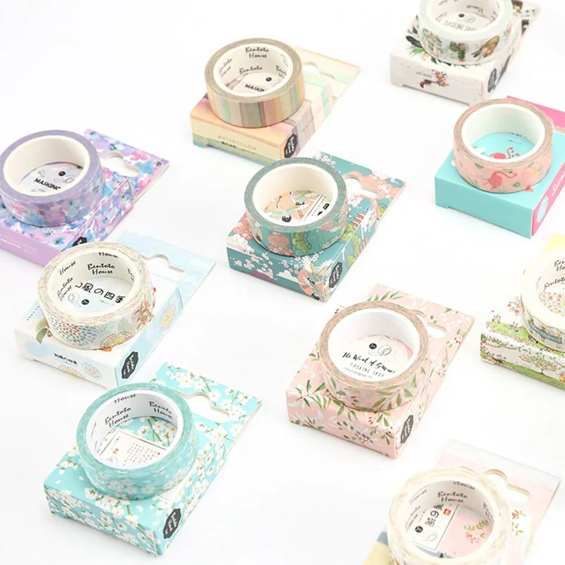 

15mm X 7m Cute Lotkawaii Flower Food Animals Decorative Washi Tape DIY Scrapbooking Masking Tape School Office Supply