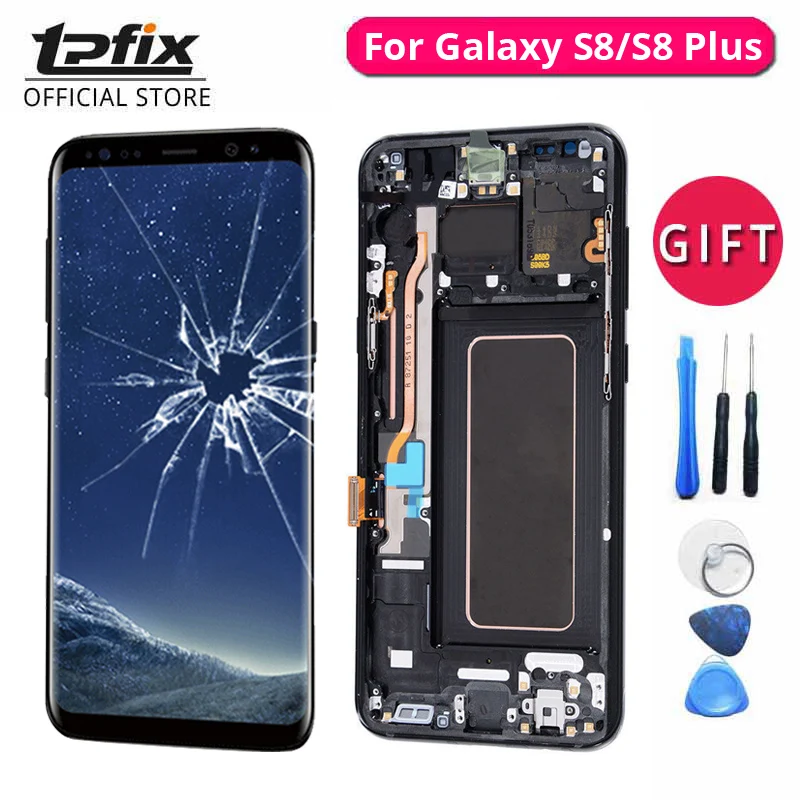 

TPFIX For Samsung Galaxy S8 LCD S8 Plus OLED Display G9500 G9550 Touch Screen Digitizer Glass Frame Bezel Chasis Assembly Repair