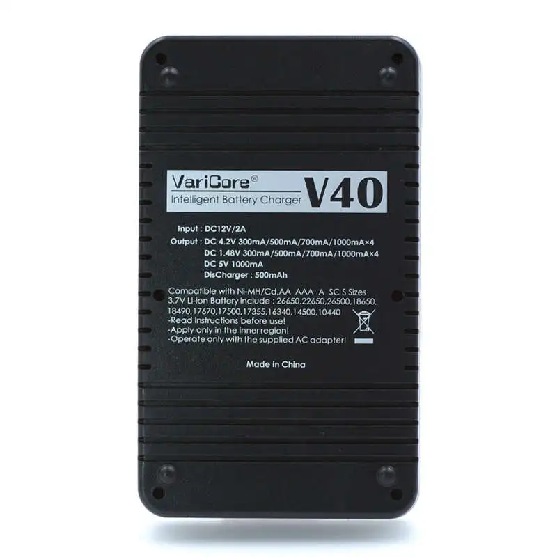 AABB-Varicore V40 ЖК извилистый е сигалреты Батарея Зарядное устройство 3,7 V 18650 26650 18500 16340 14500 18350 литиевая Батарея 1,2 V Aa никель-металл-гидридного тесто
