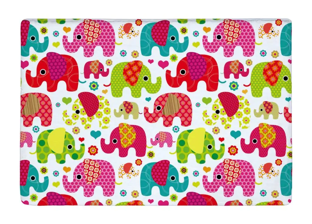 Floor Mat Colorful Seamless Retro Elephant Kids Print Non slip Rugs