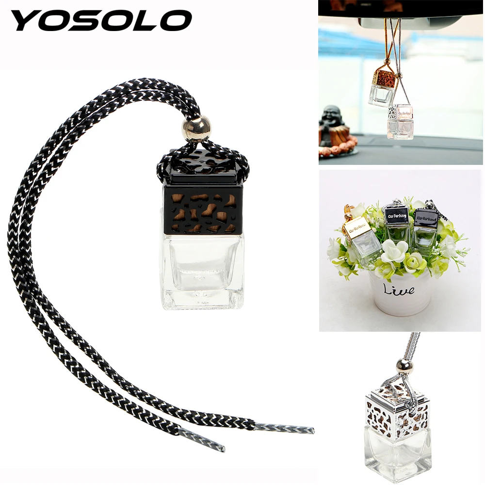 

YOSOLO Car Air Freshener Empty Glass Bottle Car Hanging Perfume For Essential Oils Diffuser Car-styling Rearview Mirror Ornament