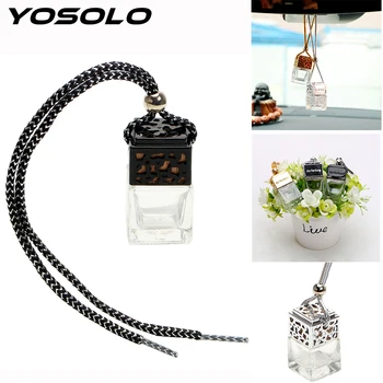 

YOSOLO Car Air Freshener Empty Glass Bottle Car Hanging Perfume For Essential Oils Diffuser Car-styling Rearview Mirror Ornament