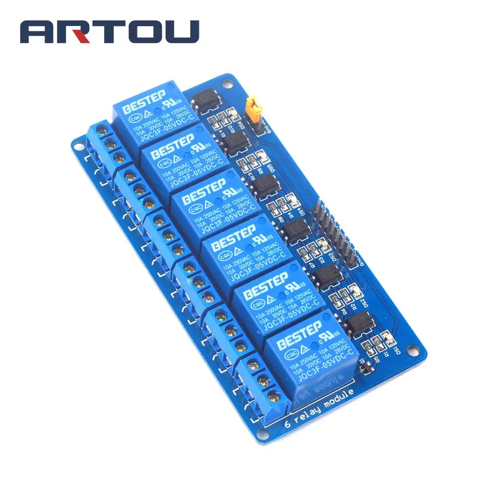 

5V 6-Channel 6 Channel Relay Module Shield Expansion Board Low Level Triggered 6-Way Relay Module Control Board with Optocouple
