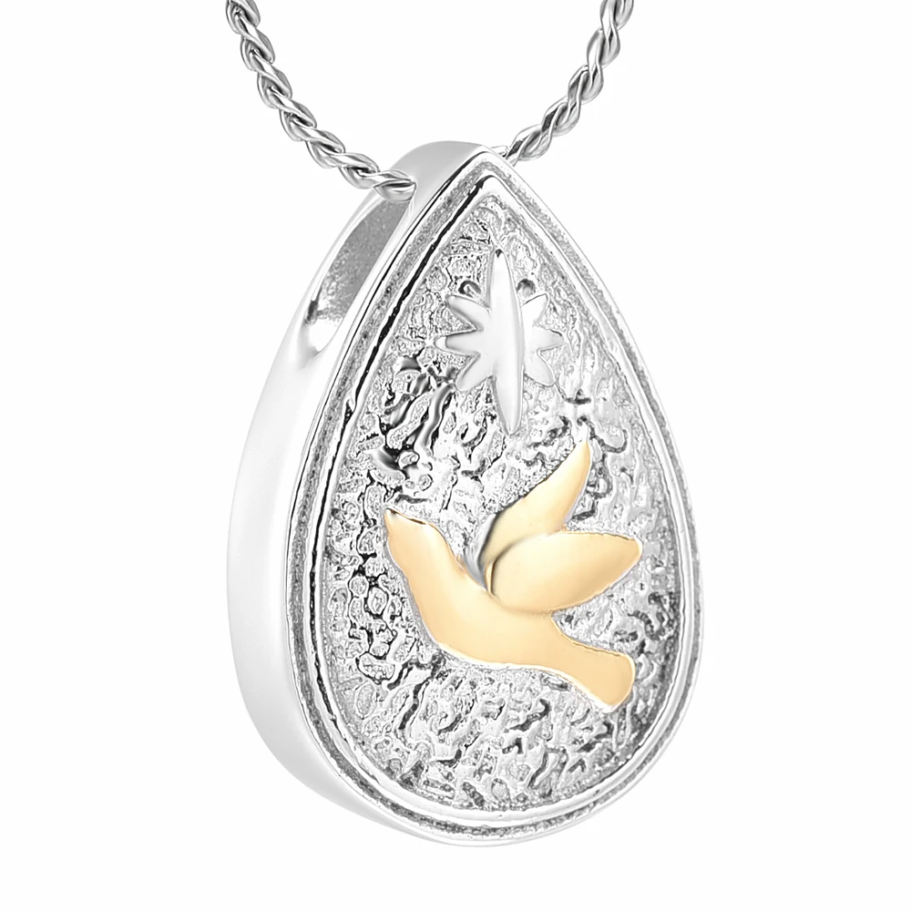 

K001 Peace Dove Waterdrop Cremation Jewelry for Ashes Pendant Stainless Steel Holder Urn Pet/Human Keepsake Memorial Necklace