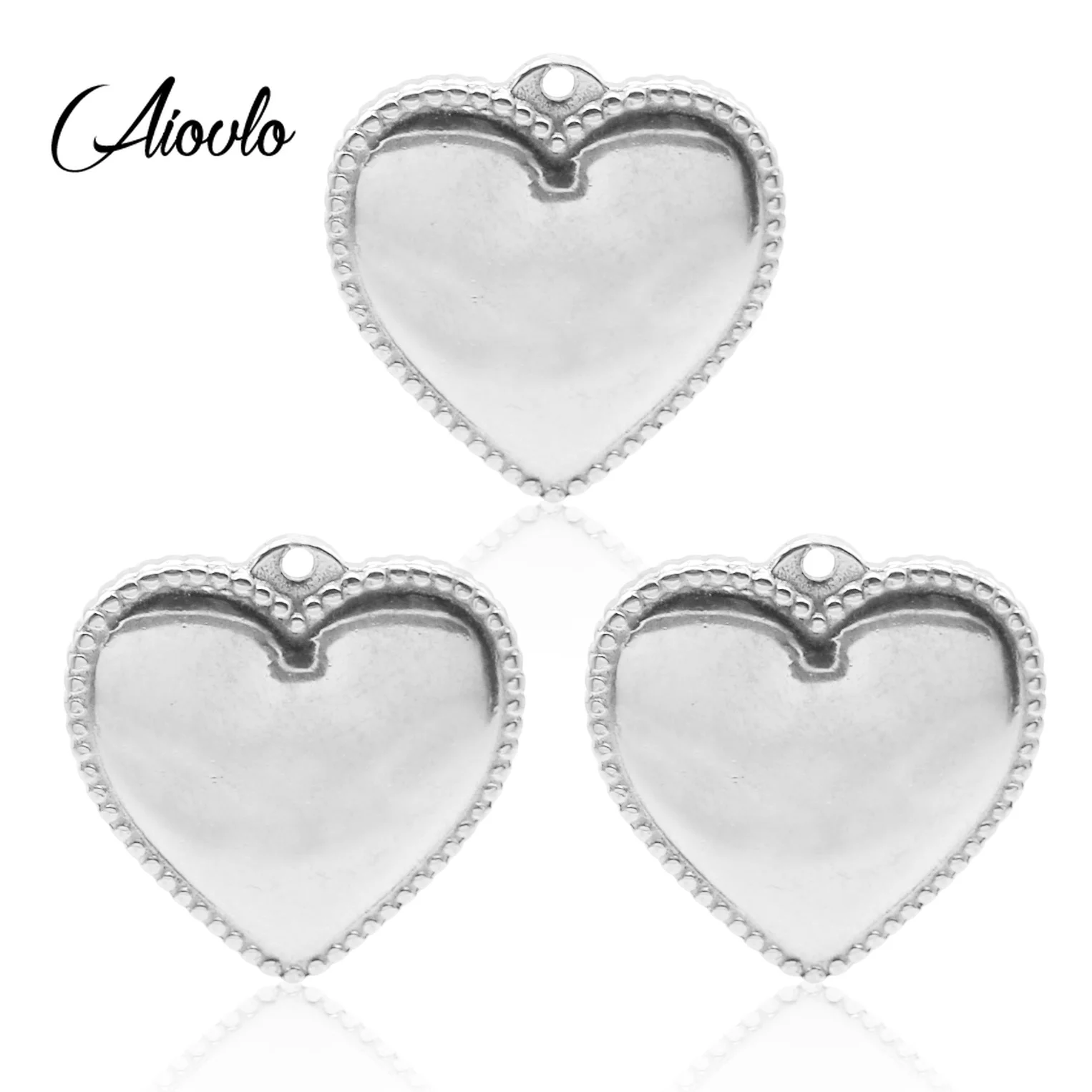 

Aiovlo 5pcs/lot Stainless Steel Heart-shaped Floating Charms love DIY European Charm for Bracelets & Pendants Jewelry Making