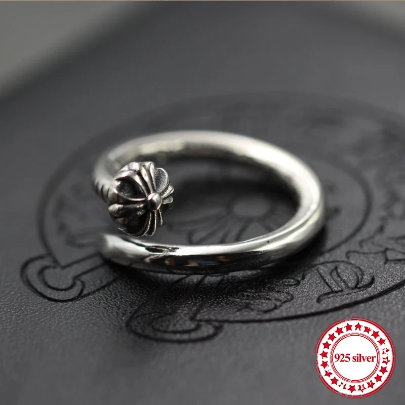 

s925 sterling silver men's ring jewelry vintage personality unique hip-hop nails punk style couple open ring send lover's gift