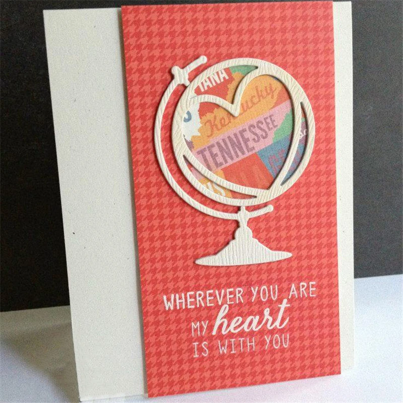 

Naifumodo Cutting Dies Love Heart Globe Metal Cutting Dies for Scrapbooking Card Making Album Embossing Die Cut New Template