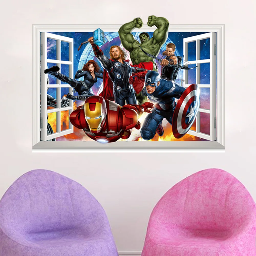 Us 5 99 The The Avengers Wall Stickers For Kids Rooms 50 70cm 3d Vinyl Home Decor Child Sticker Home Decoration Wall Decals In Wall Stickers From