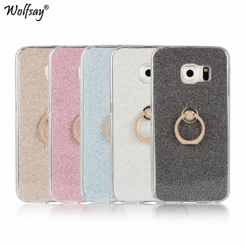 Luxury Bling Glitter Case For Samsung Galaxy S6 Edge Plus Cover TPU Ring Holder Phoen G928 |