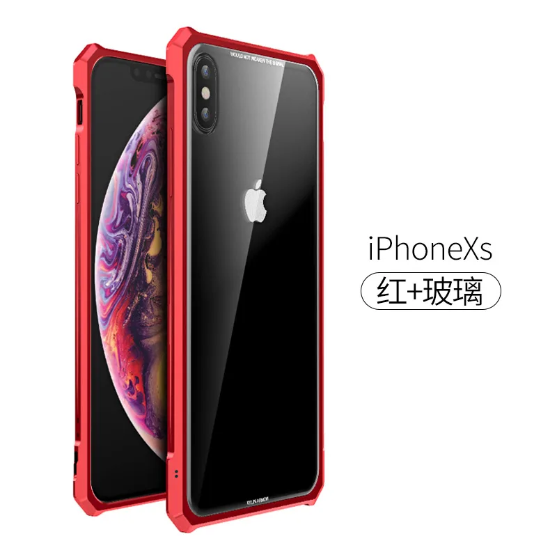 Чехол из закаленного стекла для iphone XS Max, Роскошный Металлический Шмель для iphone XR XS X 8 7 Plus, прозрачное стеклянное покрытие для iphone XS 8 Plus - Цвет: iphoneXS--red