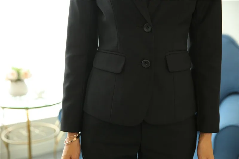 Формальные Элегантный черный тонкий мода осень зима женский деловой костюм пиджаки для женщин и куртки женские офисные Топы корректирующие Blaser одежда
