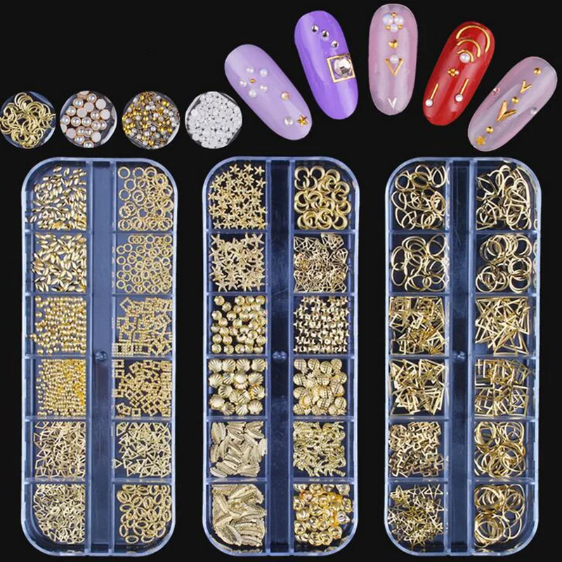 

New Multi-size Nail Rhinestones 3D Crystal AB Clear Nail Stones Gems Pearl DIY Nail Art Decorations Gold Silver Rivet Rhinestone