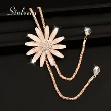 SINLEERY 2017 New Sexy Big Flower Double Lines Long Pendant Women Necklace Sweater Chain Statement Jewelry Accessories My266