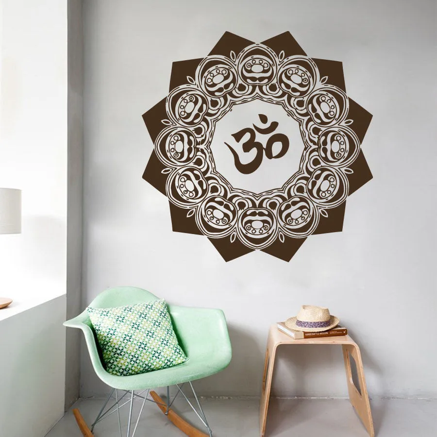 Wall Decals Mandala Yoga OM Symbol Indian Decal Vinyl Sticker Home