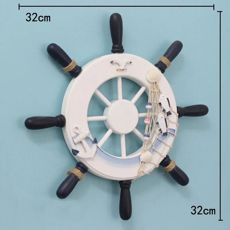 Украшение для руля, деревянный руль руля, морская стена, лодка, корабль, руль, морская стена, Декор для дома - Цвет: 32cm rudde A