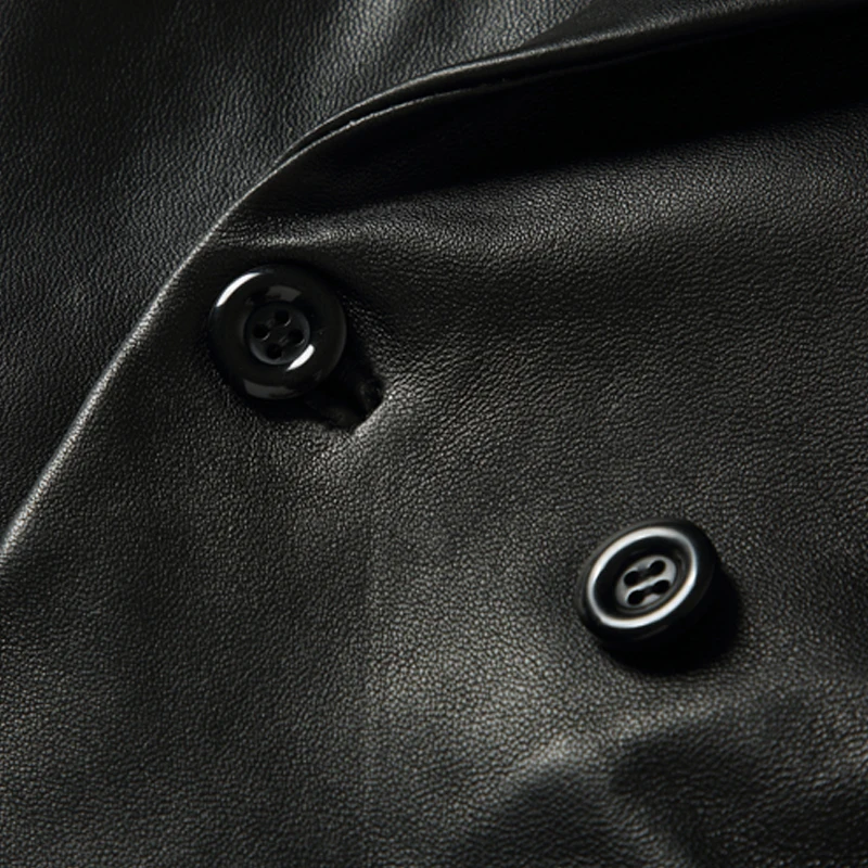 Модный женский Мягкий овечий кожаный жакет из натуральной кожи Женская осенне-зимняя офисный женский узкий черный пиджак 4XL