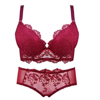 

Women sexy bra set gather steel ring bra padded bra, female transparent underwear A B C cup