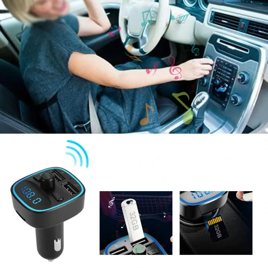 2 usb порта для зарядки Автомобильный fm-передатчик Bluetooth USB MP3 в режиме реального времени Автомобильный дисплей напряжения araba aksesuar аксессуары voiture