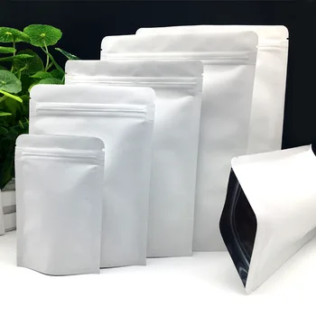 

Ferimo 100pcs Pure white self sealed food storage bags self-contained bag kraft paper bag new white sealed bag.