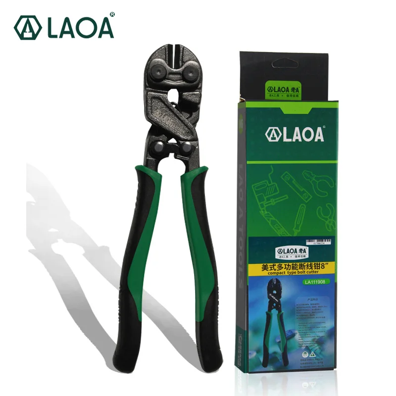 US $26.09 Laoa 8 Inch Bolt Cutters CrMo Steel Wire Cutters 52mm Max Cutting Round Nose Scissors 58hrc With Black Coating Treatment