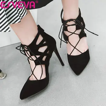 

ESVEVA 2019 Women Sandals Shoes Zip Elegant Sandals Pointed Toe Summer Western Style Shoes Women Thin High Heels Size 34-43