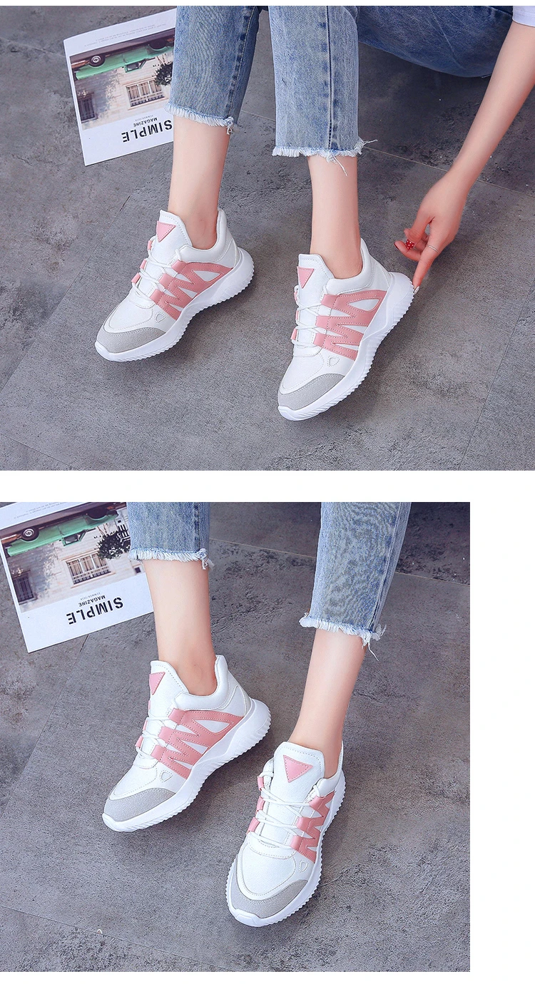 Women Shoes Women Casual Shoes Lace Up Women Flats Shoes Pink Trainers Sneakers Female Shoes Luxury Brand Basket Femme Hot Sale