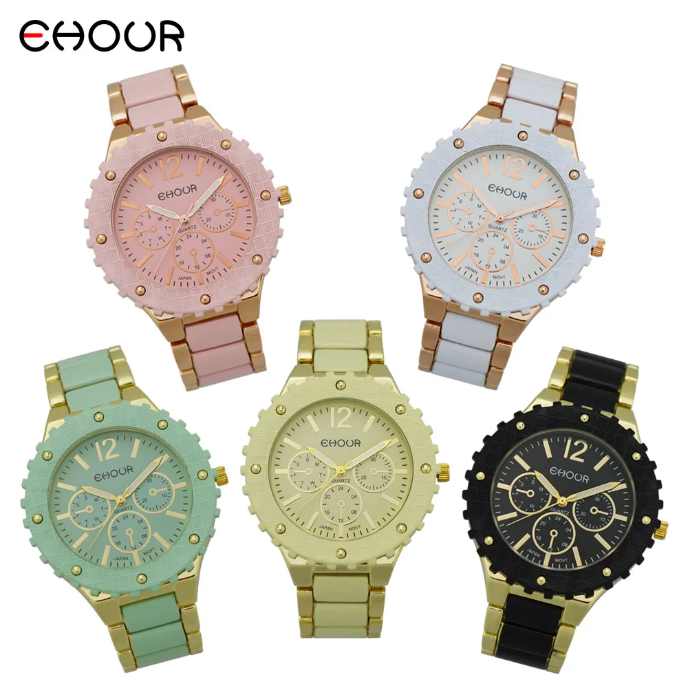 

Geneva Relogio Feminino Luxury Brand Women Dress Watches Steel Quartz Watch Gold Watches For Womans Waches