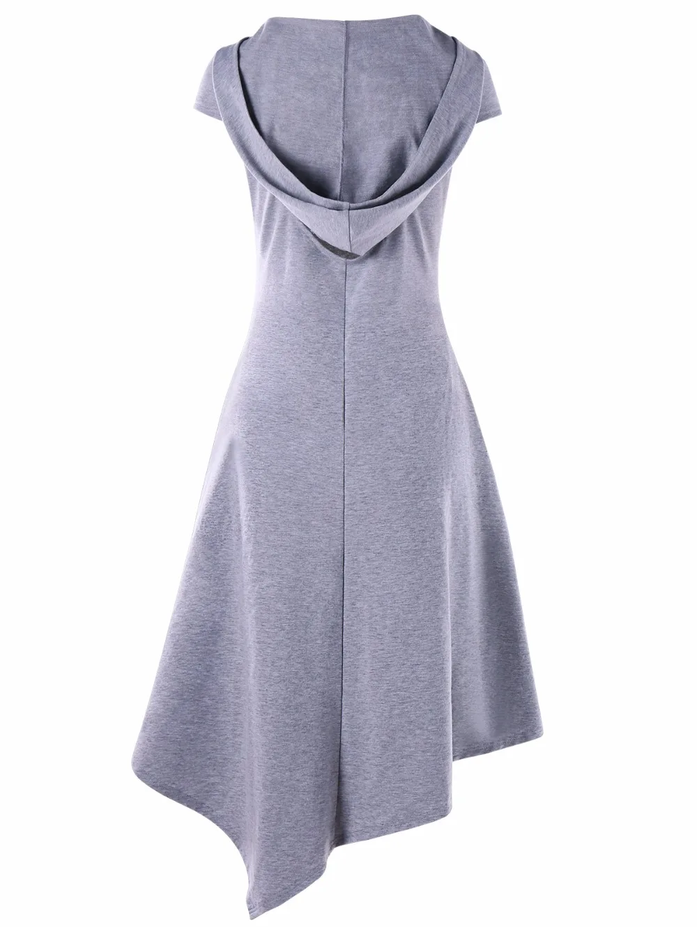 VESTLINDA Asymmetrical Hooded Cut Out Midi Dress Women Dress Summer Hooded Short Sleeves Solid Colors Dresses Vestido De Festa 20
