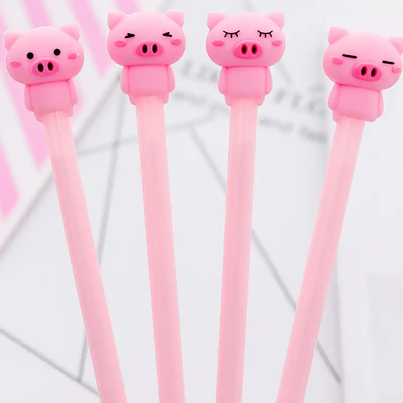 1個かわいい漫画ピンク鈍い発芽豚中立ペン学生オフィス黒インクペン署名のペン文房具 Gel Pens Aliexpress