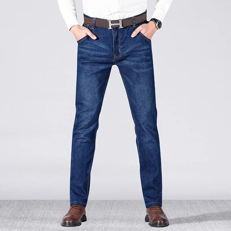 Осень весна средний вес мужская мода джинсы для женщин Бизнес повседневное стрейч узкие джинсы джинсовые штаны классические