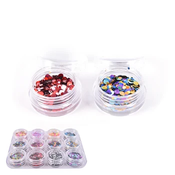

12 Boxes Nail Art Glitter Round Shapes Confetti Sequins Acrylic Tips UV Gel Feminine Hygiene Product for Health Care Supplies