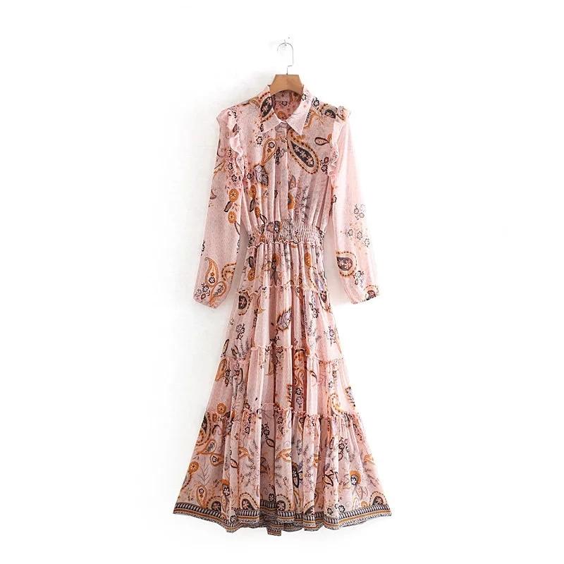 

New vintage women bohemian long dress 2019 summer fashion ladies elegant ruffles high waist dress party girls chic floral dress