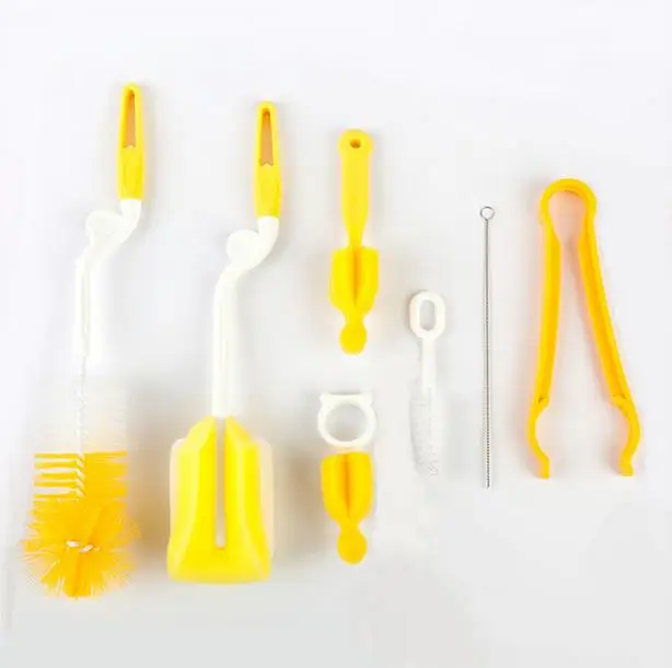 High quality 7pcs/Set Rotate 360 degrees Baby Bottle Washing Brush