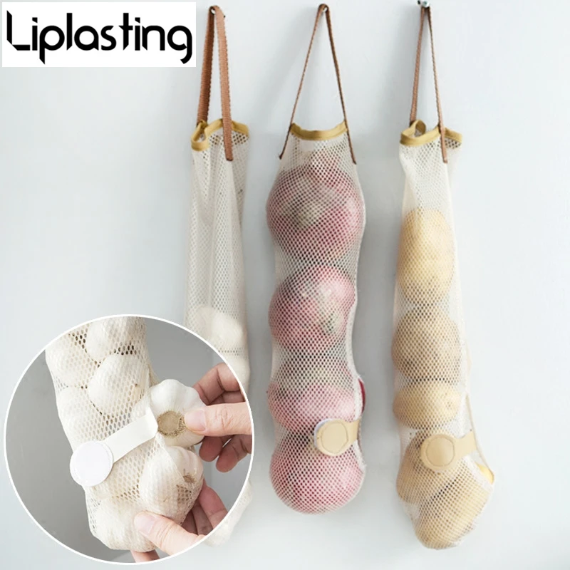 

Liplasting Vegetable Onion Potato Storage Hanging Hollow Breathable Mesh Bag Storage Kitchen Garlic Ginger Mesh Storage Bag