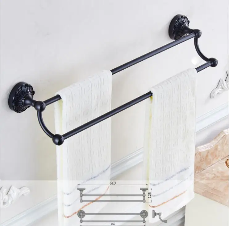 24 inch Double Towel Bar,Towel Holder, Black Oil Brushed Towel rack