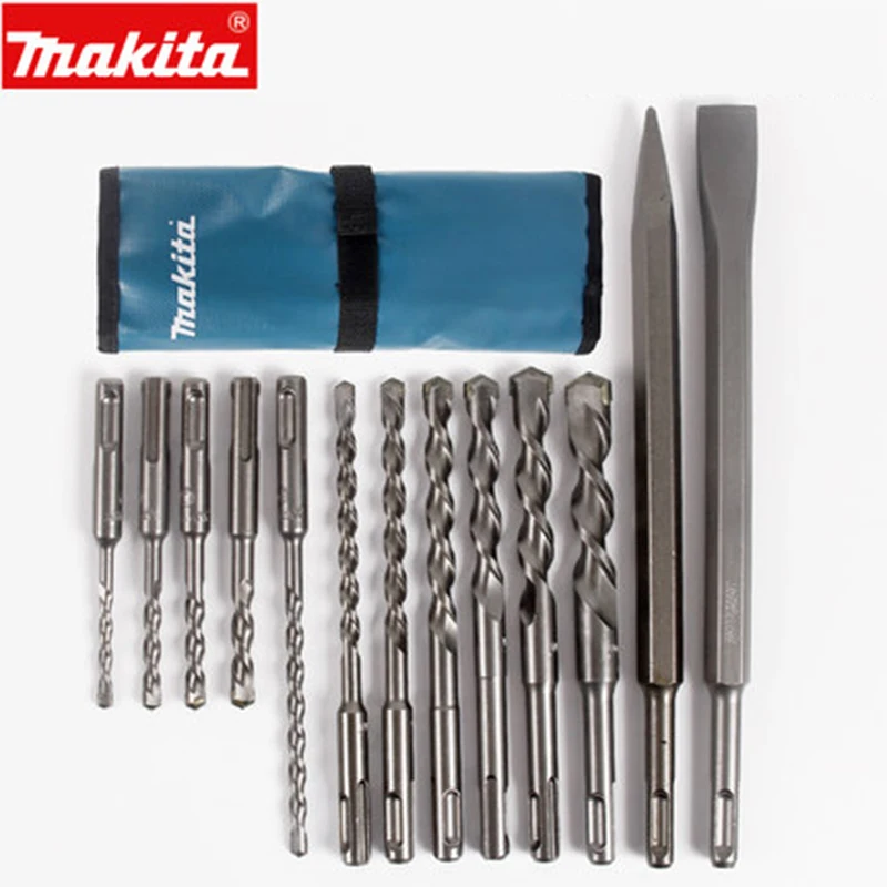 Дешевый Япония Makita круглая ручка четыре Пит молоток, сверло острое зубило плоское 13 шт наборы набор ударной дрели