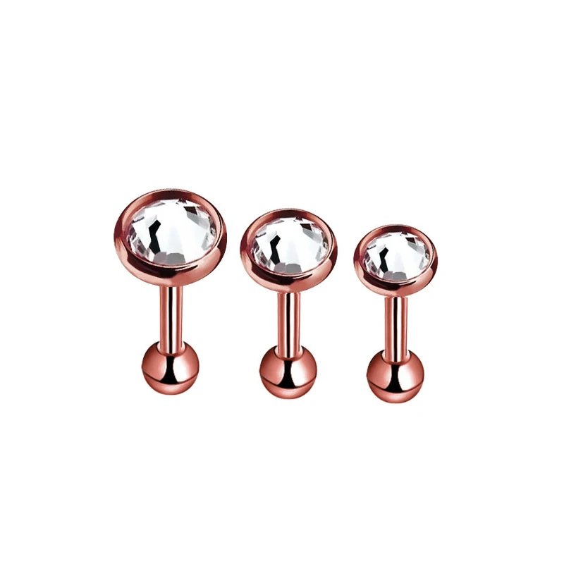 Set 9 Orecchini A Barretta In Acciaio Inox 316L Con Zirconia Cubica: 4-5-6 Mm, Rosa/Bianco/Trasparente, Per Elica E Trago