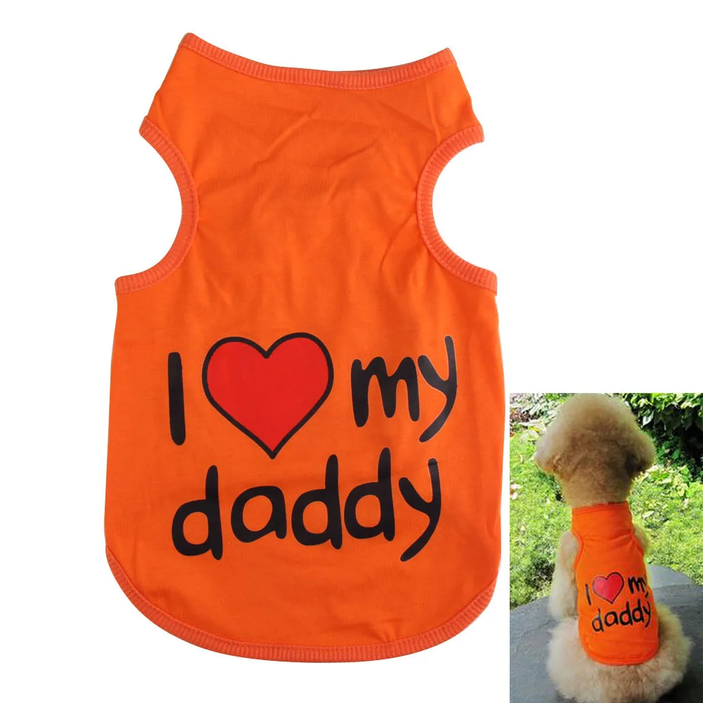 Comfortable Dog Vest Orange Adorable Pet Dog Puppy Love Heart Printing